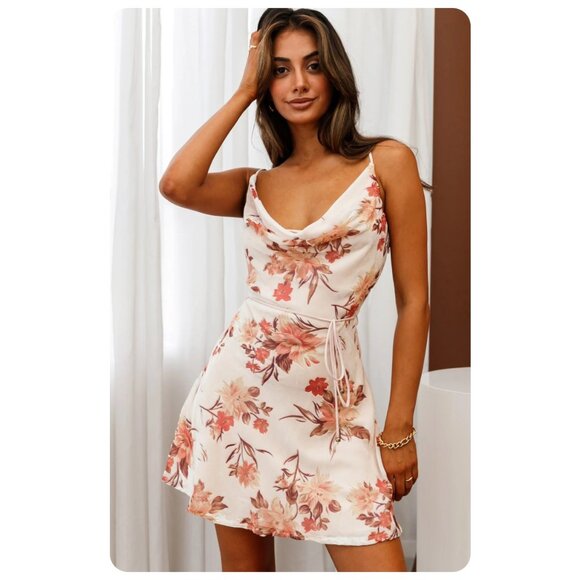 Here Comes The Sun Selfie Leslie Sweet Memories Velvet Cowl Neckline Slip Dress - Picture 1 of 11